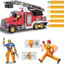 i DIY Fire Truck Toy with Sound & Light - 2pcs Firefighter & Water Sprinkler with Water Tank - Friction Powered Toy for Toddlers 3-5