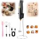 Frother for Protein Powder - Rechargeable Milk Frother with Stand, Handheld 3-Speed Coffee Frother, Dual Spring Whisk Electric Wand Drink Mixer for Kitchen