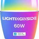 Lightinginside Candle Smart Light Bulbs 60W Equivalent, 500LM 6W WiFi E12 LED Bulb Compatible with Alexa/Google Assistant, 2.4G WiFi Only, 88+CRI, Candelabra Bulb, No Hub Required, ETL Listed,1PC