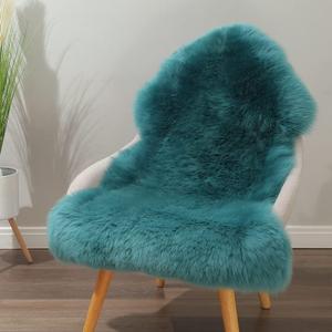 LLB Genuine Sheepskin Area Rug Wool Rug Fur Carpet Fluffy Shaggy Fur Rug for Living Room Kids Bedroom Real Sheepskin Throw Lambskin Rugs Sofa Mat Chair Seat Covers (Peacock Blue, 2 x 3 ft Sheepskin)