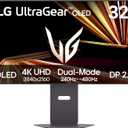 LG 32GX870A-B 32-inch Ultragear 4K UHD (3840 x 2160) OLED Gaming Monitor, Dual-Mode, 240Hz, 0.03ms, NVIDIA, AMD FreeSync Premium Pro, VESA DisplayHDR True Black 400, USB Type-C, DP2.1