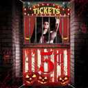 Halloween Creepy Carnival Photo Prop Selfie Frame Party Decorations Bloody Circus Backdrop Banner Carnival Ticket Photo Booth Props Background for Halloween Indoor Outdoor Party Supplies 62 x 35''