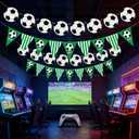 2 x Soccer Banner, DIY Required Soccers Sports Paper Garland Pennant Bunting Flag Party Decorations for Man Women Birthday Party Supply