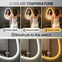 16x24 LED Bathroom Mirror with Lights Irregular, Lighted Bathroom Vanity Mirror for Wall, Front Lit and Backlight, Anti-Fog, 3 Color Dimmable, Vertically Only
