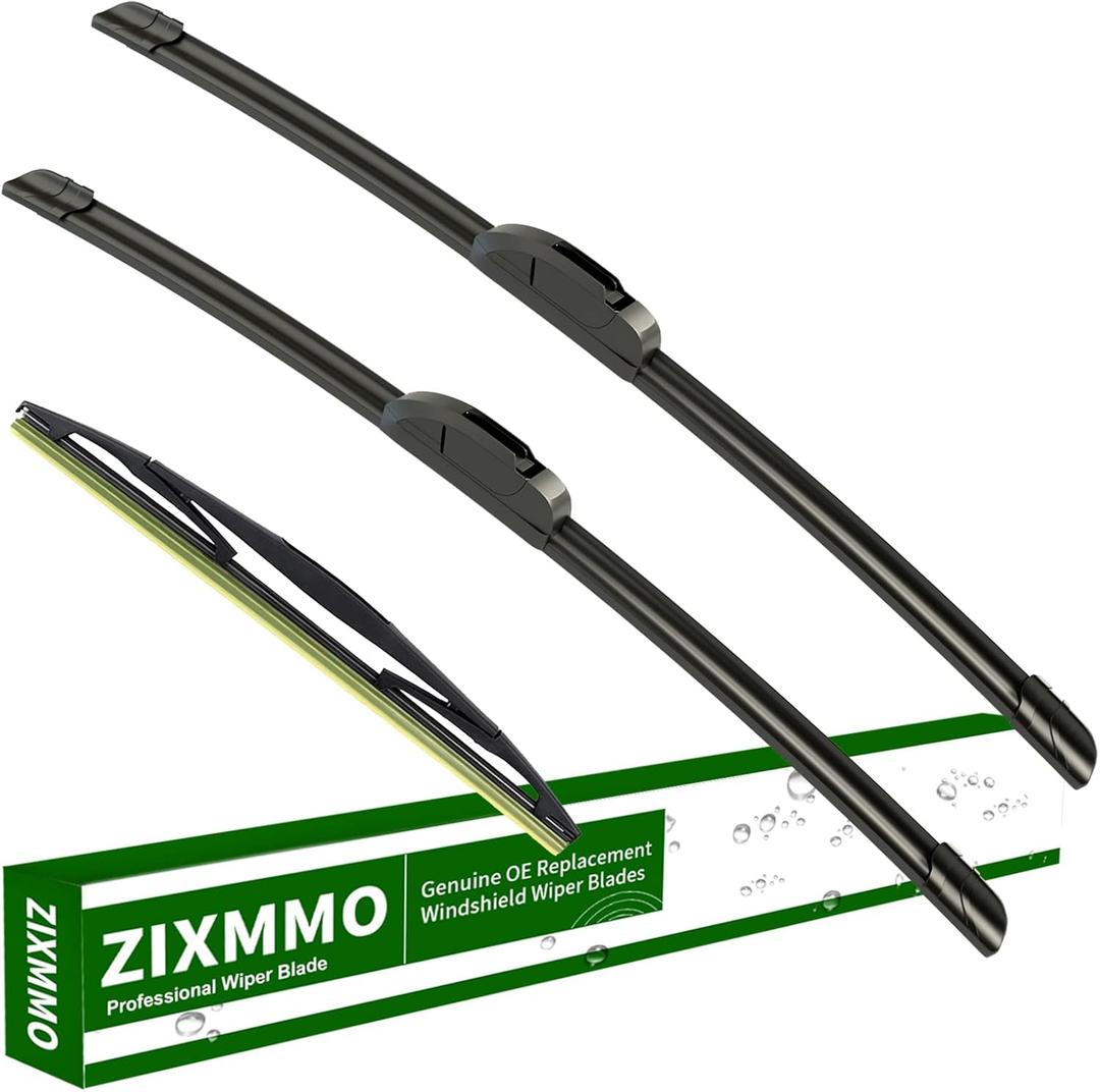 ZIXMMO 20"+20" windshield wiper blades with 12" Rear Wiper Blades Set Replacement for Honda Element 2003-2011,Nissan Cube 2009-2014-Original Factory QualityEasy DIY Install (Set of 3)