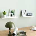 White Floating Shelves for Wall Decor, Wall Mounted Wood Storage Shelf for Bedroom, Living Room, Bathroom, Kitchen, Nursery, Display Picture Ledge Shelf with Lip Set of 2-16 Inches, White