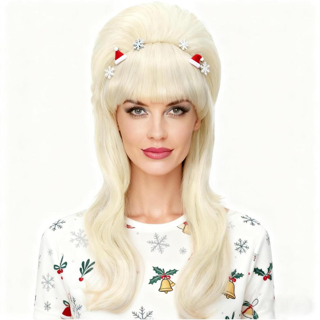 Funny 80s Mullet Wigs for Women Costume Retro Bouffant 613# Wigs for Women with Bangs Beehive Fancy Party Accessory Cosplay Wig (613#)