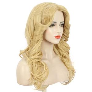 karlery Women 70s Feathered Wig Long Blonde Wave Disco Wig Vintage Costume Wig for Party Fashion Accessory