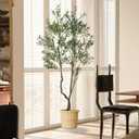 Aurlan 7.55ft Artificial Olive Tree, Faux Olive Tree with Lifelike Fruits, 90.55in Fake Olive Tree with Sturdy Plastic Pot, Artificial Plants for Office Home Living Room Indoor Outdoor Decor