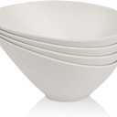 Bamboo Fiber Salad Bowls, 4 Packs Serving Bowls White, Compostable 33 Ounce Elegant White Angled Bowls for Salad, Pasta, Soup, Prep, Ideal for Home and Restaurant (White, 9.5Inch)