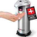 POHL SCHMITT Premium Automatic Soap Dispenser Touchless Battery Operated Soap Dispenser Bathroom, 3 Adjustment Levels, Waterproof and Leakproof, Stainless Steel, for Bathroom, Kitchen, Office and More