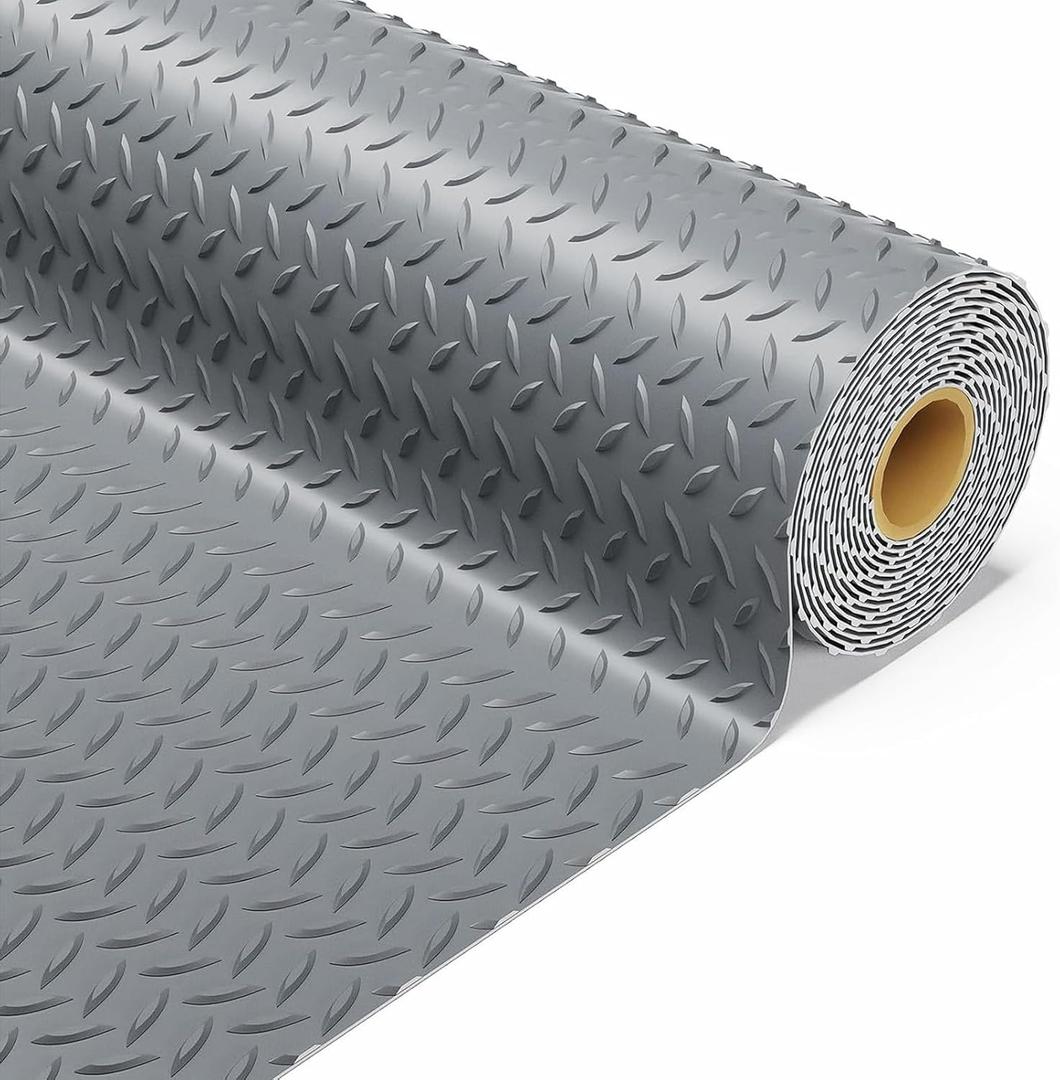 4x8 FT Garage Floor Mat, 3.6mm Extra Thick Diamond Plate
Rubber Flooring Roll for Under Car/Garage/Golf Cart/Motorcycle, Heavy Duty, Non-Slip, Gray