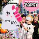 Large Halloween Ghost Pinata - 20"  16.3" Happy BOO Day Design - Halloween Piata Kit Stick, Rope, Blindfold, Confetti for Trick-or-Treating Party & Kids' Events