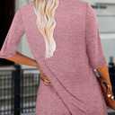 KISSMODA 3/4 Length Sleeve Shirts for Women Floral Business Shirts Tops Blouses Tops Loose Fit T-Shirts (S)