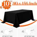 10 Pack Black Tablecloths 90x156 Inch Black Table Cloth for 8 Foot Rectangle Tables, Wrinkle Resistant Rectangular Tablecloth Washable Polyester Fabric Table Covers for Party Banquet Wedding Buffet