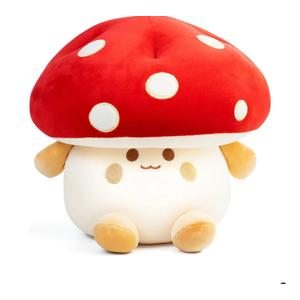 Mushroom Plush Toys 12 Inch Cute Stuffed Mushroom Pillow Stuffed Toy Birthday Present Home Decor Halloween for Kids (Red)