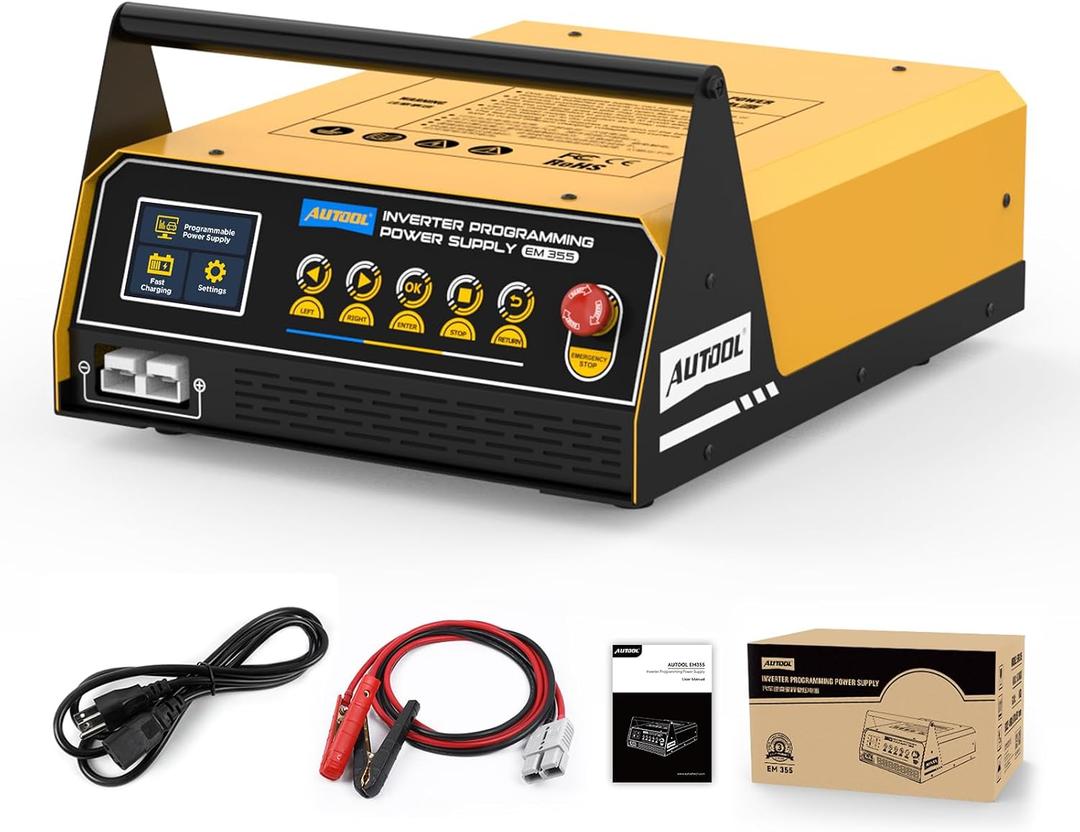 AUTOOL EM355 Programming Power Supply 12V,ECU Programming Stable Voltage Power Supply 10.8–16V,Fast Smart Battery Charger with Pulse Repair,AGM Gel EFB Lead-Acid Battery Charger for Automotive
