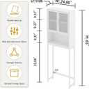 Launica Over the Toilet Storage Cabinet, Over Toilet Bathroom Organizer with Mesh Doors and Shelves, Freestanding Bathroom Storage Cabinet Above Toilet, Wood and Metal, White Oak