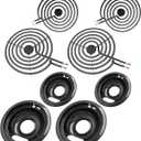 MP22YA Electric Stove Burner Element Replacement Set & W10290350 W10290353 4 Pack Black Drip Pans - Perfectly Fit Whirlpool Electric Range Stove Top