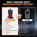 3.2" Big Screen 5 in 1 OBD2 Scanner+Battery Tester 5-36V 20-3300CCA >99.8% Accuracy Test OBD2/EOBD Diagnostic Tool Engine Code Reader EVAP Digital Diagnosis DTC for Car Motorcycle&Truck