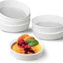 Ramekins 8 oz - Oven Safe Shallow Ramekins for Creme Brulee Dishes- Ceramic Souffle Dishes Quiche Dish Mini Tart Pans for Individual Serving,White Puddings Cups Small Pie Pan Sauce Ramiken Set of 6