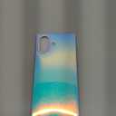 KERZZIL Cute Rectangle Edge Compatible with iPhone Case, Slim Colorful Holographic Glossy Soft TPU Protective Durable Cases Cover for Women Girls(Blueray, 17)