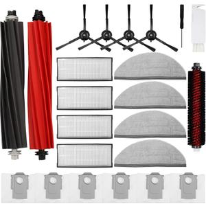 23PCS Vacuum Cleaner Accessorie Kit Compatible with Roborock S8/S8+/S8 PRO Ultra, 1 Set Main Brush &1 Rolling Brush &4 Filters &4 Side Brushes &4 Mop Cloth Pads &6 Dust Bags &1 Cleaning Tool