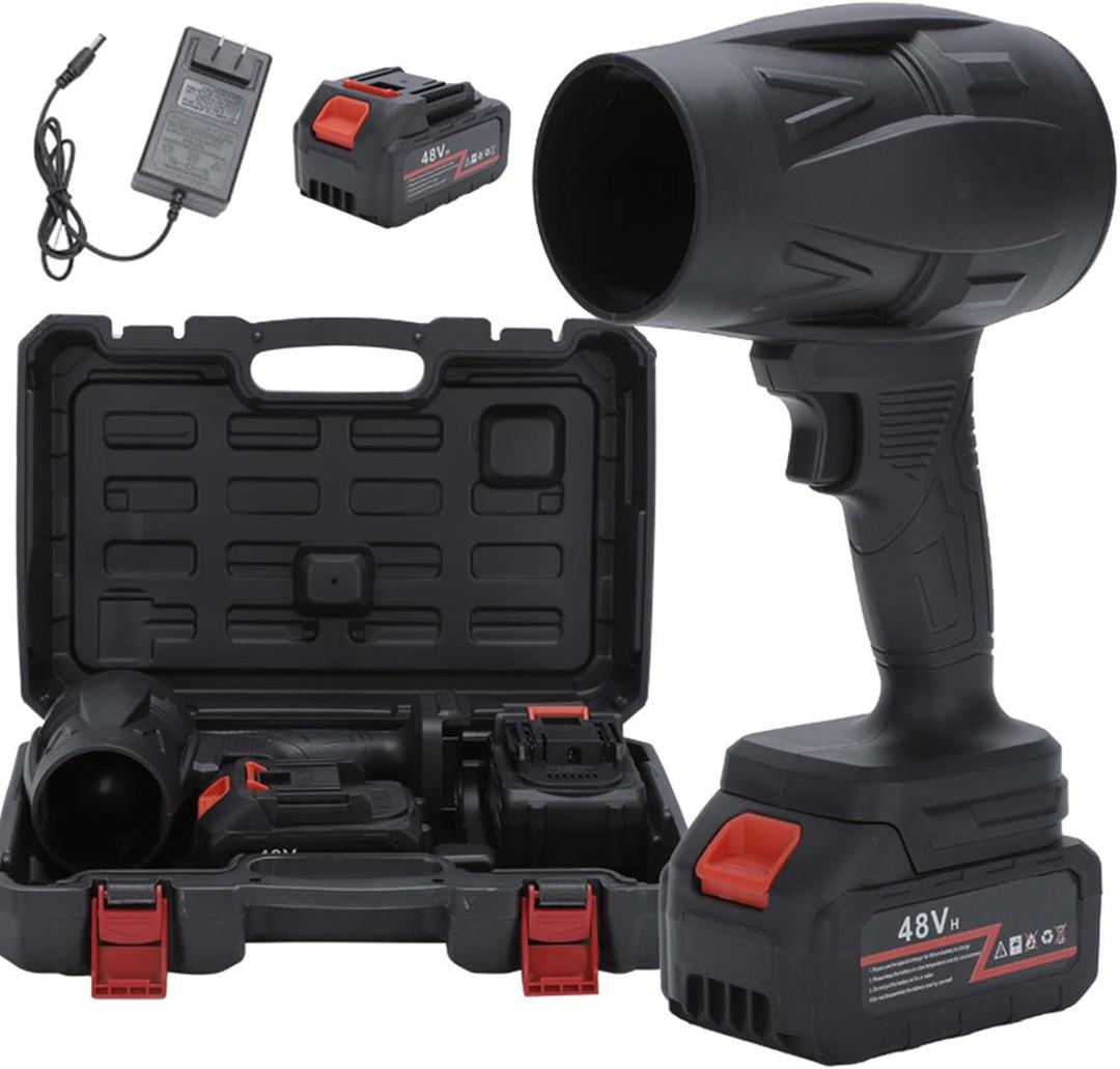 Leaf Blowers Battery Powered - Seese Cordless Leaf Blower, Car Dryer Air Blower Duster, Portable Turbo Handheld Violent Fan, Leaf Blower Cordless with Battery and Charger (48V*1 Batteries)