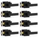 Plustool 8 Pack Matte Black Door Handles, Passage Door Levers for Hallway & Closet, Interior Keyless Door Knobs Heavy Duty Square Non-Locking Handlesets(2.0lb), Reversible for Left & Right Sided Doors