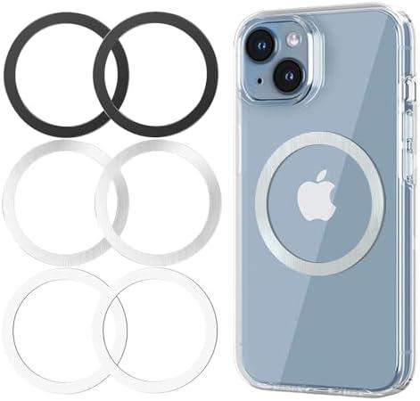 KALAPOP Metal Rings 6PCS,Ultra-Thin(0.4mm)for MagSafe Sticker/Magnetic Adapter/Phone Cases/Wireless charger,Compatible with iPhone 17/Air/16/15/14/13,Galaxy S24/S23/S22/Kindle,For Mag Safe Accessories