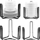 4 Pcs Dinnerware Bowl Plate Holder Fit for 4.7 and 6.5 Inches Diameters Bowl, Metal Bowls Storage Dying Display Rack Bowls Holder Organizer for Kitchen Drawer Countertop Cabinet Cupboard Shelf