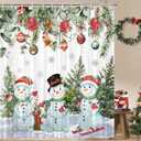 JAWO Winter Snowman Shower Curtain Winter Snow Scene Xmas Shower Curtain Christmas Holiday Shower Curtains Bathtub Decor with 12 Hooks 72 X 72 Inches