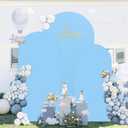 Wedding Arch Backdrop Stand and Cover Set 6FT, 5FT, 4FT Gold Metal Arches for Backdrop Baby Blue Spandex Arch Cover Balloon Arch Stand Frame for Baby Shower Birthday Party Graduation Ceremony