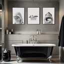 Bathroom Shark Wall Art Funny Animal Wall Decor Pictures Ocean Animal Canvas Wall Art Black White Shark Poster Bathtub Toilet Prints Funny Painting for Bathroom 12x16 Inch Unframed Set of 3