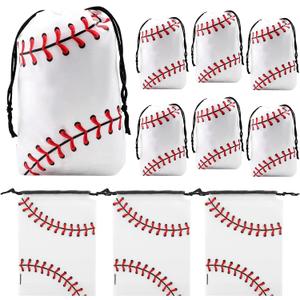 3 x 10 Pcs 6 x 8 In Drawstring Baseball Themed Party Favor Snack Goodie Bags, 1 Count