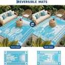 Garvee Reversible Cactus Outdoor Rug 8x10 for Patio, Waterproof Outdoor Area Rug, Modern Desert Botanical Indoor Outdoor Rugs, Plastic Straw Rug for RV, Camping, Deck, Teal Blue