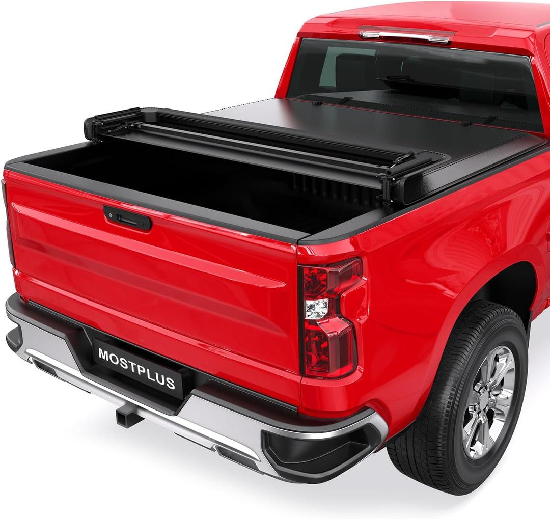 MOSTPLUS Quad FOLD Truck Bed Tonneau Cover Soft Compatible for 1988-2006 Chevy Silverado/GMC Sierra 1500 2500 3500 HD (Incl. 2007 Classic) | Fleetside 6.5 FT On Top