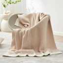 Snuggle Sac Heather Throw Blanket for Couch, Reversible Super Soft Blankets Warm Cozy Knit Fuzzy Plush Lightweight for Sofa, Bed, Camping, Picnic Heather Beige, Throw (50"x 60")