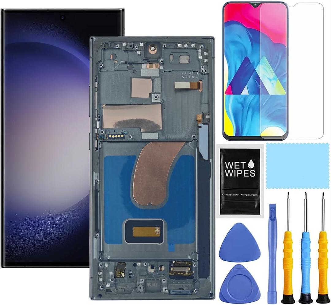 Only for US Version for Samsung Galaxy S23 Ultra 5G Screen Replacement with Frame for Samsung S23 Ultra SM-S918u S918a S918w LCD Display digitizer Touch Screen Assembly 6.8 Inch (Green)