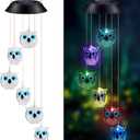 Solar Wind Chimes, Owl LED Solar Powered Wind Chimes Lamp Color Changing Waterproof Garden Chimes with Hook for Outdoor Indoor Patio Yard Deck Grandma Mom