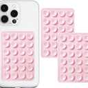AZXYI 2 Pack Silicone Suction Phone Case Mount, Non Slip Sticky Phone Grip for Cellphones, Strong Grip Holder for Selfies and Videos (Light Pink)