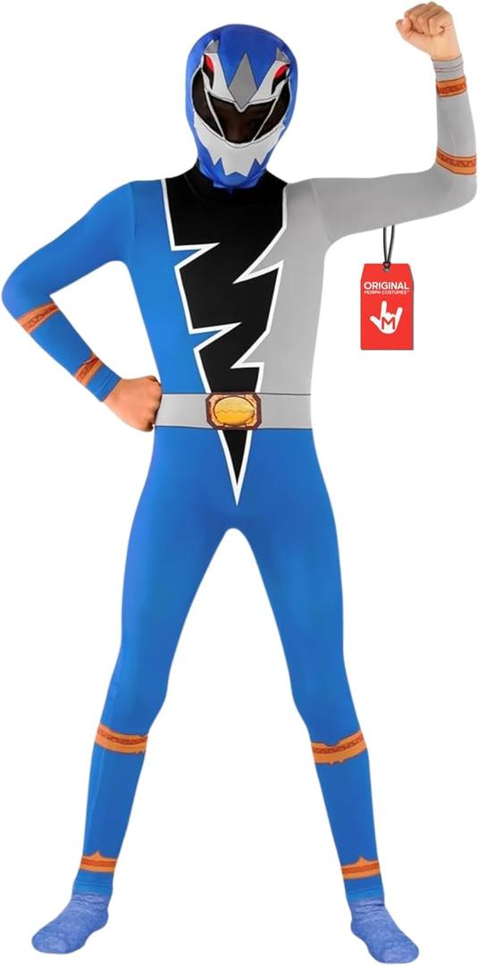 Morphsuits Blue Deco Dino Fury Power Ranger Costume for Kids, Power Ranger Morphers, (Small)