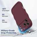 oakxco Girly Silicone Case for iPhone 17 Pro Max Generation, Wavy Curly Phone Case for Women Aesthetic, Y2k Cute Wave Frame Ripple Design, Soft Rubber Matte Plain Case, Burgundy Wine
