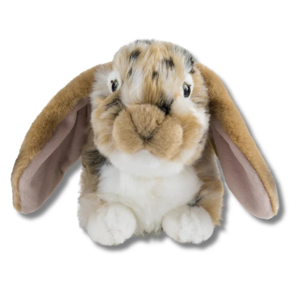 JolliLudo Eater Dutch Lop Eared Rabbit Ornament Cute Stuffed Animal Fluffy Rabbit Animal Realistic Bunny Cute Stuffed for Xmas Gift Friends 9.8 Inches(Warm,1 Pcs)