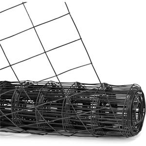Fencer Wire Vinyl Coated Mesh Size 48-Inch Wide, Black Metal Garden Fencing Wire Grid Hardware Cloth, Multiple Use for Home Improvement