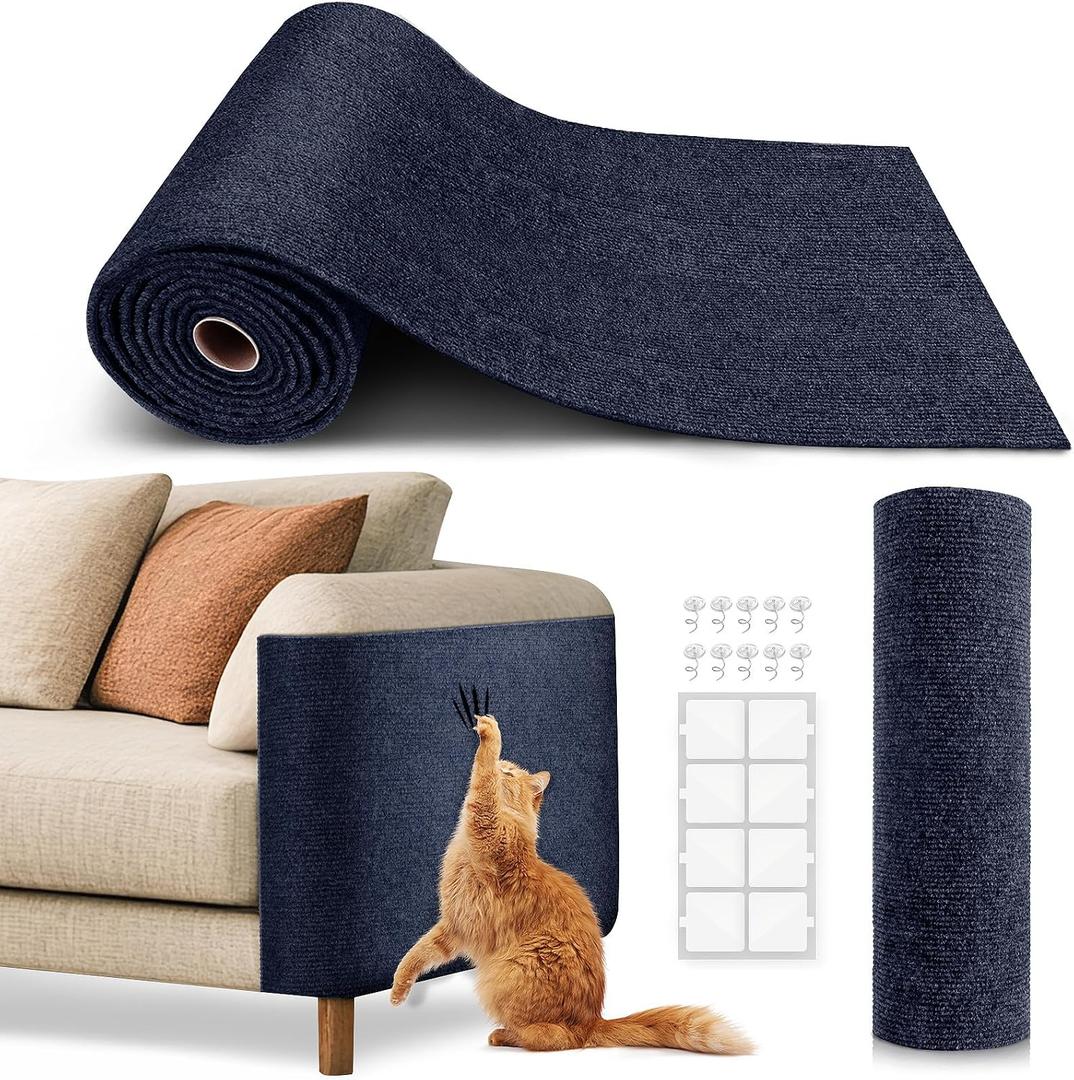 VIVOYAN 78.7"x15.8" Cat Scratch Mat,Trimmable Self-Adhesive Carpet,DIY Climb Cat Scratcher for Cat Couch Furniture or Wall Protector,Covering Cat Tower,and Replacement Pads (Dark Blue)