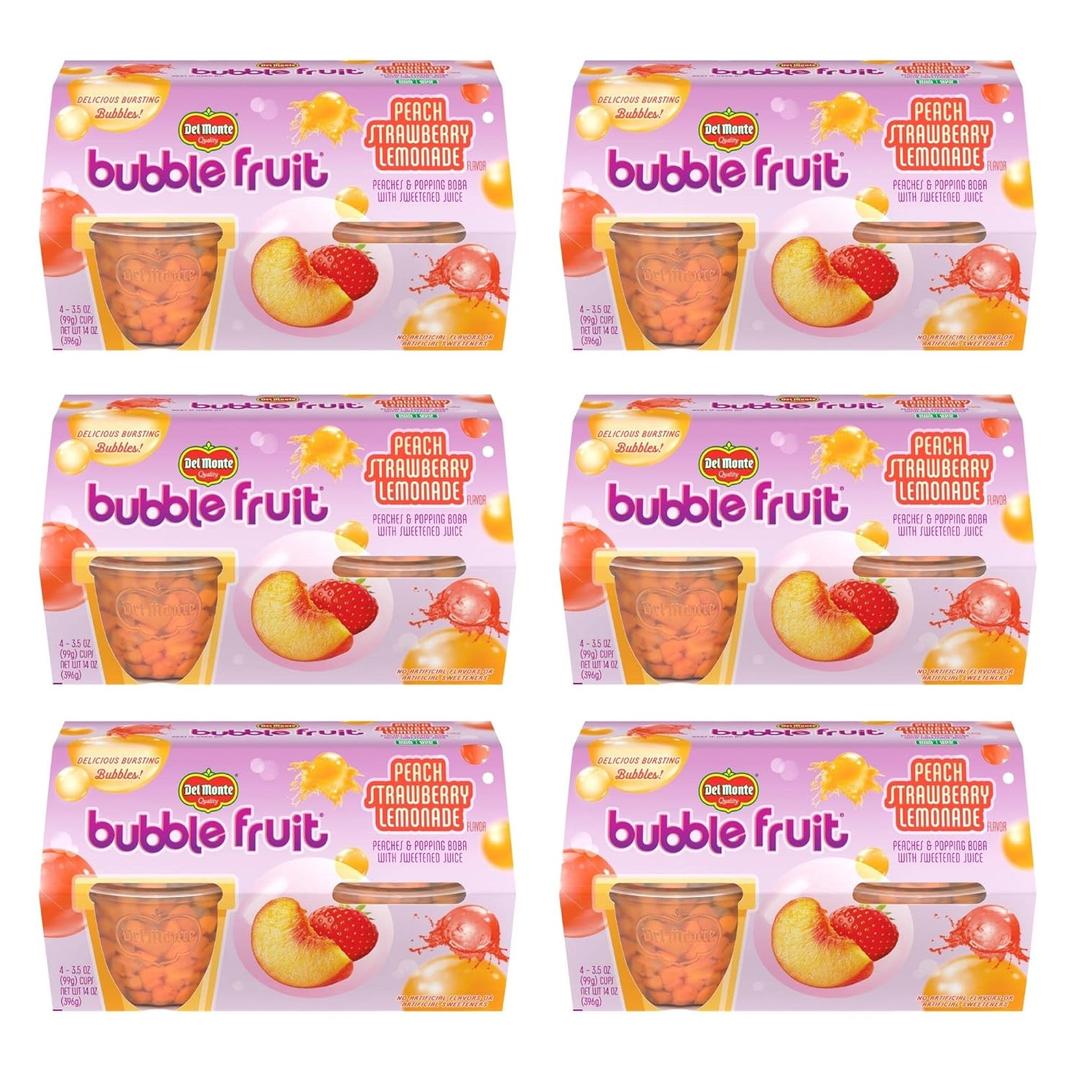Del Monte Bubble Fruit Cup Snacks, Peach Strawberry Lemonade, 3.5 Oz, (Pack of 6, 24 Count Total), Best By: 10/01/2026