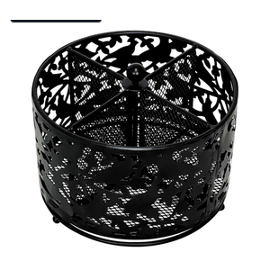 360 Degree Rotate Pen Holder for Desk Mesh Desk Pen Organizer Pencil Holder Large Capacity Accessories & Workspace Organizers for School,Home (Black bird lace pattern, No hook)
