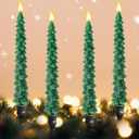 Enhon 4 Pcs 10 Inch Christmas Tree Candles, Natural Beeswax Unscented Taper Candles for Christmas Decor, for Holiday Decoration, Xmas Party, Banquet & Table Centerpieces