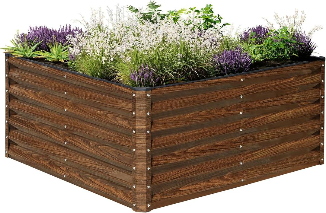 SnugNiture Galvanized Raised Garden Bed 4x4x2FT Outdoor Large Metal Planter Box Steel Kit for Planting Vegetables, Flowers